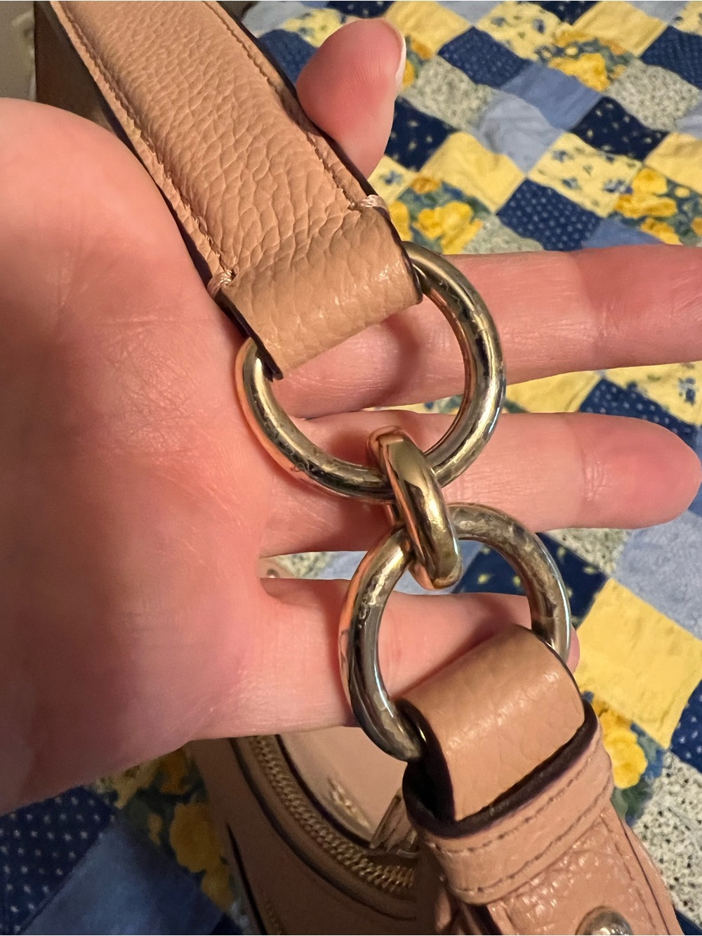 Coach Blush Pebbled Leather Hobo with Stud Detailing - Picture 8 of 12